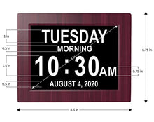 American Lifetime, Newest Version, Day Clock Extra Large Impaired Vision Digital Clock with Battery Backup and 5 Alarm Options, Premium Mahogany Color, 8 inch
