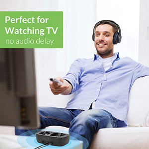 Avantree Ensemble Wireless Headphones for TV Watching w/Bluetooth 5.0 Transmitter & Charging Dock (Digital Optical AUX RCA), Over Ear Headset for Seniors, 35 Hrs Audio Playtime, Plug n Play, No Delay