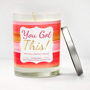 "You Got This!" | Patchouli, Orange, Mango | Luxury Scented Soy Candles |10 Oz. Clear Jar Candle | Made in The USA | Decorative Aromatherapy | Unique Gifts for Women or Men | Mom, Wife, Friend