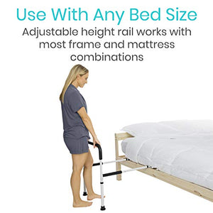 Vive Bed Assist Rail - Adult Bedside Standing Bar for Seniors, Elderly, Handicap, Kid - Fit King, Queen, Full, Twin - Adjustable Fall Prevention Safety Handle Guard - Long Hand Bedrail Grab Bar Cane
