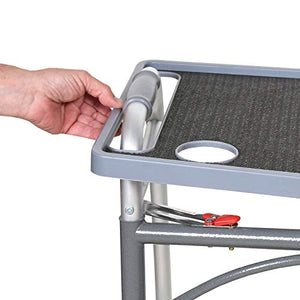 Support Plus Walker Tray Table with Non-Slip Mat/Cup Holders - Mobility Accessory Fits Most Standard Walkers (21" x 16") - Gray