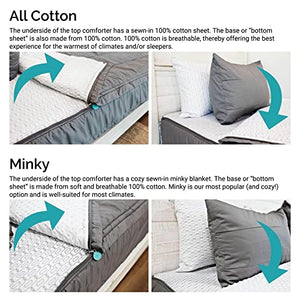 Beddy's All in One Zippered Bed Set, Full Size Cotton Bedding Mattress Cover, Sheets and Zipper Comforter Set, Reese