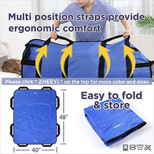 ZHEEYI Multipurpose 48" x 40" Positioning Bed Pad with Reinforced Handles - Reusable & Washable Transfer Sheet for Turning, Lifting & Repositioning - Double-Sided Nylon Fabric, Blue