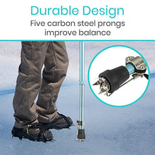 Vive Cane Tips for Ice - All Terrain Heavy Duty (2 Pack) Metal Retractable 4-Prong Hiking Attachment - Replacement Grip for Walking Sticks, Trekking Pole, Crutches, Tip Points for Winter Snow Safety