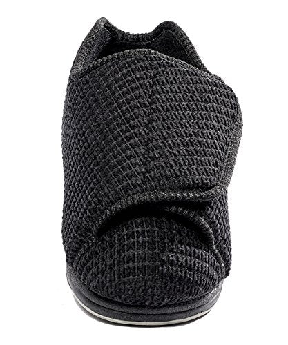 Silvert's Adaptive Clothing & Footwear Womens Extra Extra Wide Slippers - Swollen Feet - Adjustable Closure - Black 8
