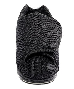 Silvert's Adaptive Clothing & Footwear Womens Extra Extra Wide Slippers - Swollen Feet - Adjustable Closure - Black 7