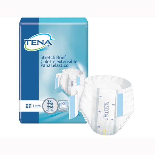 TENA Stretch Ultra Brief, 2X-LARGE, Tab Closure, Disposable Heavy Absorbency, 61390 - Case of 64