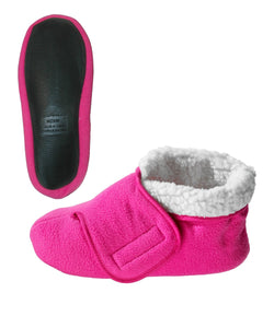 Silvert's Adaptive Clothing & Footwear Womens/Mens Slip Resistant Bootie Slipper with Adjustable - Fuschia SMA