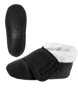 Silvert's Adaptive Clothing & Footwear Womens/Mens Slip Resistant Bootie Slipper with Adjustable - Black XL