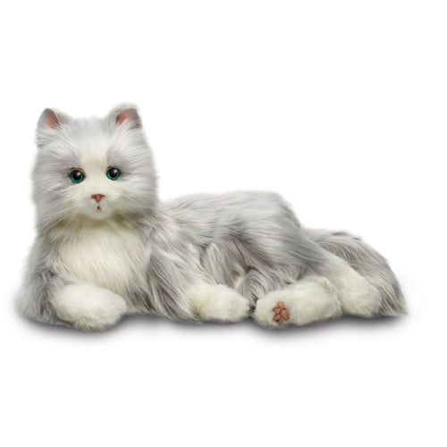 Ageless Innovation | Joy For All Companion Pets | Silver Cat with White Mitts | Lifelike & Realistic | Comfort, Joy & Companionship