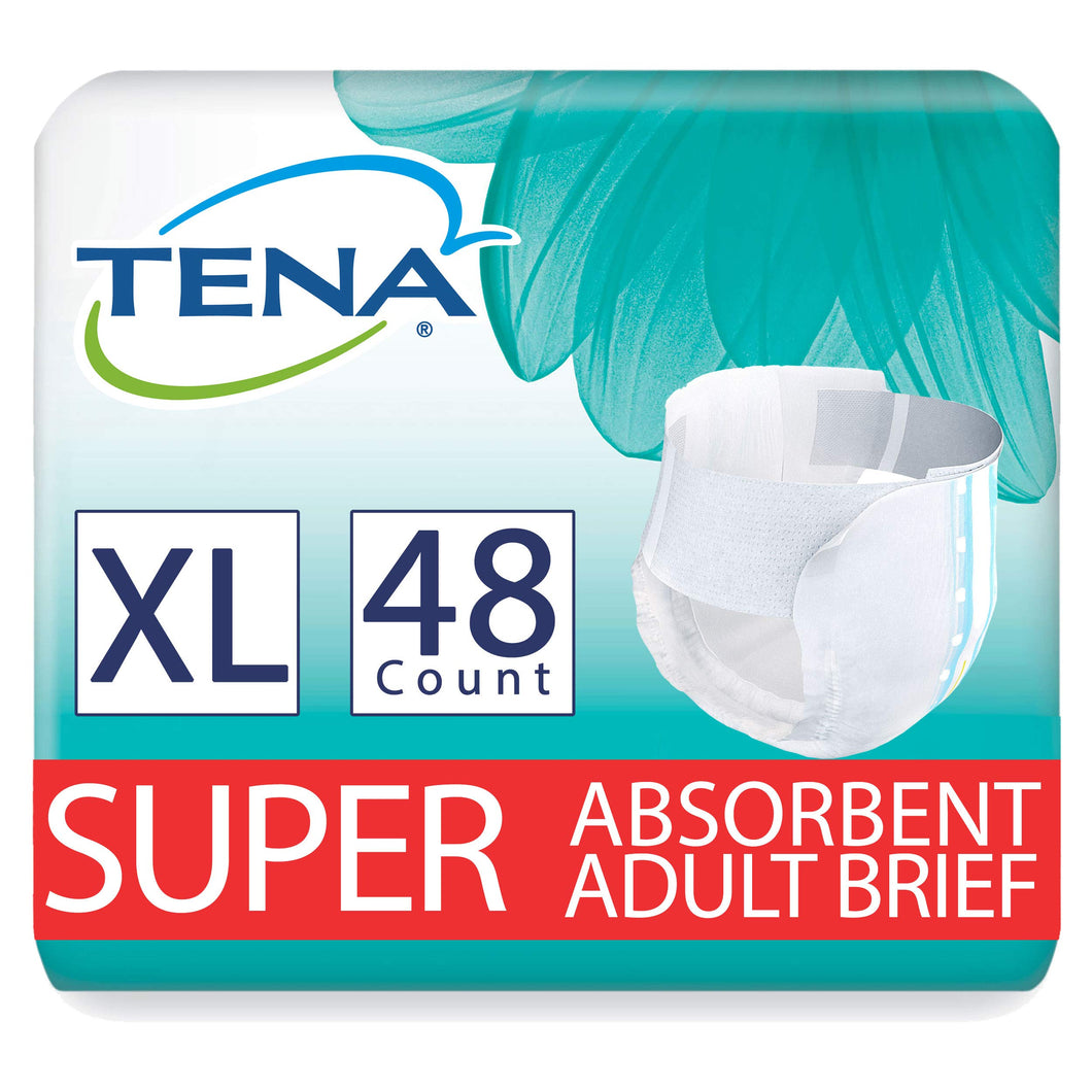 Tena Incontinence Briefs, Uni-Sex Fit, Super Absorbency, XLarge, 48 Count