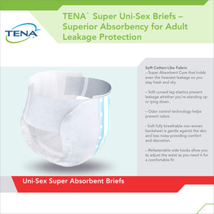 Tena Incontinence Briefs, Uni-Sex Fit, Super Absorbency, XLarge, 48 Count